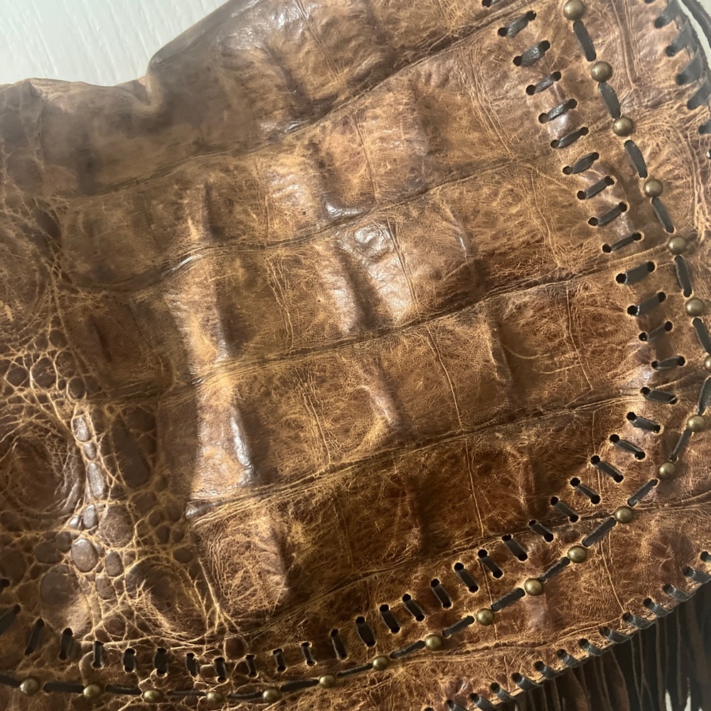 Brown Fringe Leather Shoulder Bag - Picture 2 of 9